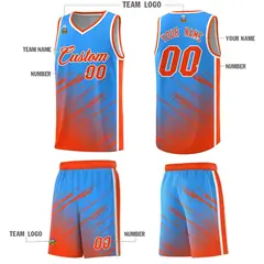 Powder Blue Orange Splash Basketball Uniforms for Match 5