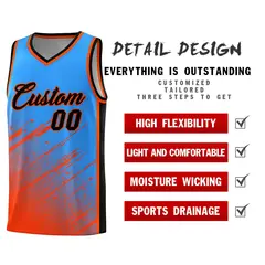 Powder Blue Orange Splash Basketball Uniforms for Practice 2