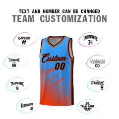 Powder Blue Orange Splash Basketball Uniforms for Practice 4