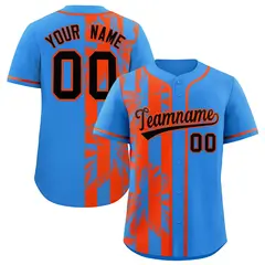 Powder Blue Orange Split Coconut Tree Baseball Jersey 1