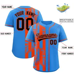 Powder Blue Orange Split Coconut Tree Baseball Jersey 2