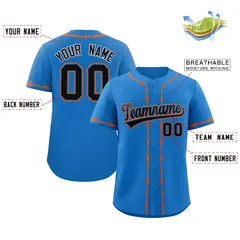 Powder Blue Orange Thorns Ribbed Baseball Jersey 2
