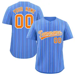 Powder Blue Orange White Bi-Color Striped Baseball Jersey