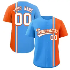 Powder Blue Orange White Color Block Baseball Jersey 1