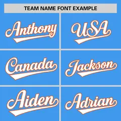 Powder Blue Orange White Color Block Baseball Jersey 3