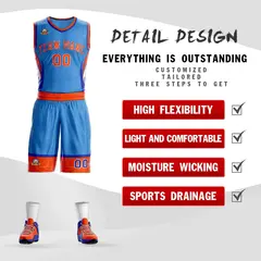 Powder Blue Orange White Graffiti Lightning Basketball Jersey 2