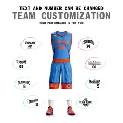 Powder Blue Orange White Graffiti Lightning Basketball Jersey 4