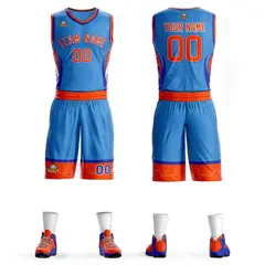 Powder Blue Orange White Graffiti Lightning Basketball Jersey 1
