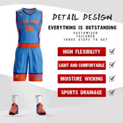 Powder Blue Orange White Graffiti Lightning Basketball Jersey 2