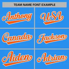 Powder Blue Orange-White Raglan Varsity Full-Snap Letterman Jacket 3