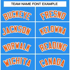 Powder Blue Orange-White Raglan Varsity Full-Snap Letterman Jacket 3