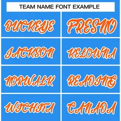 Powder Blue Orange-White Raglan Varsity Full-Snap Letterman Jacket 3