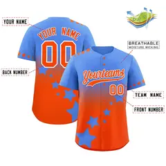 Powder Blue Orange White Rising Stars Gradient Baseball Jersey 2