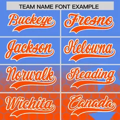 Powder Blue Orange White Rising Stars Gradient Baseball Jersey 3