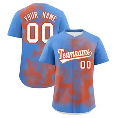Powder Blue Orange White Skeleton Graffiti Baseball Jersey 1