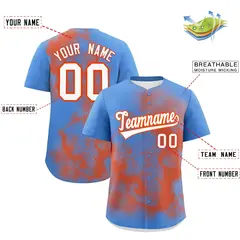 Powder Blue Orange White Skeleton Graffiti Baseball Jersey 2