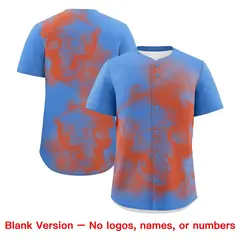Powder Blue Orange White Skeleton Graffiti Baseball Jersey 8