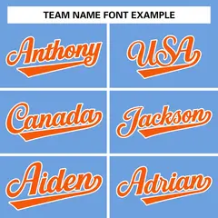 Powder Blue Orange-White Stripe Letterman Bomber Varsity Jacket 3
