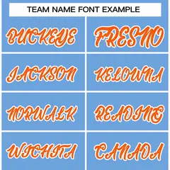 Powder Blue Orange-White Varsity Full-Snap Letterman Jacket 3