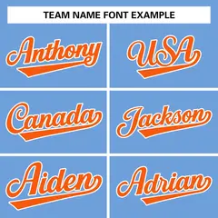 Powder Blue Orange-White Varsity Full-Snap Letterman Jacket 3