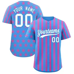 Powder Blue Pink American Flag Graffiti Baseball Jersey 1