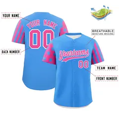 Powder Blue Pink American Flag Raglan Baseball Jersey 2
