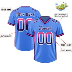 Powder Blue Pink and Purple Gradient Sides Football Jersey 2