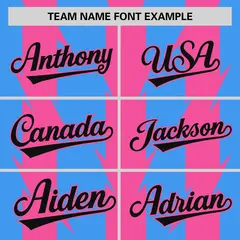 Powder Blue Pink Blade Pattern Raglan Baseball Jersey 3