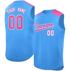 Powder Blue Pink Classic Sleeveless Baseball Jersey 1