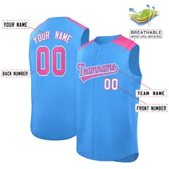 Powder Blue Pink Classic Sleeveless Baseball Jersey 2