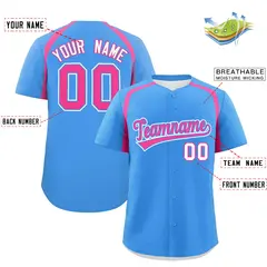 Powder Blue Pink Color Block Authentic Baseball Jersey 2