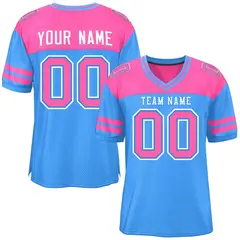Powder Blue Pink Color Block Authentic Football Jersey 1