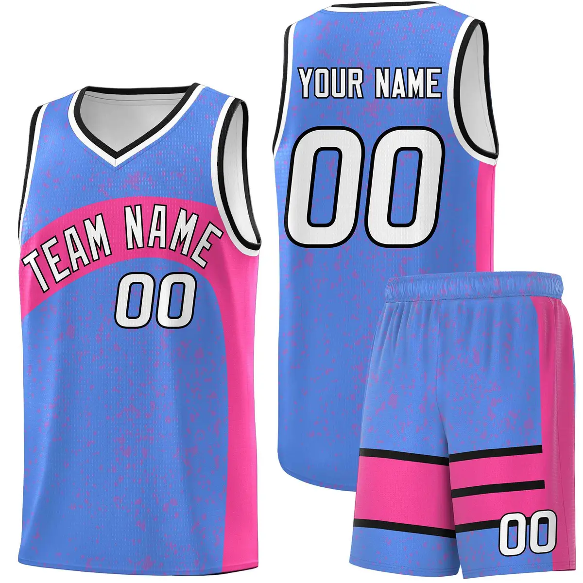 Powder Blue Pink Dot Graffiti Irregular Pattern Basketball Jersey