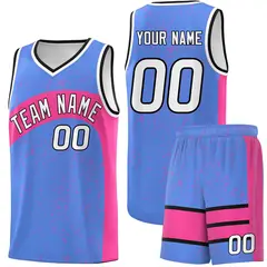 Powder Blue Pink Dot Graffiti Irregular Pattern Basketball Jersey
