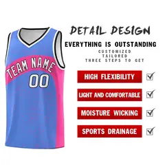 Powder Blue Pink Dot Graffiti Irregular Pattern Basketball Jersey 2