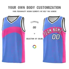 Powder Blue Pink Dot Graffiti Irregular Pattern Basketball Jersey 3