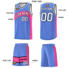Powder Blue Pink Dot Graffiti Irregular Pattern Basketball Jersey 5