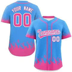 Powder Blue Pink Flame Graffiti Authentic Baseball Jersey 1
