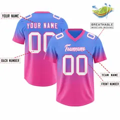 Powder Blue Pink Gradient Authentic Outdoor Football Jersey 2