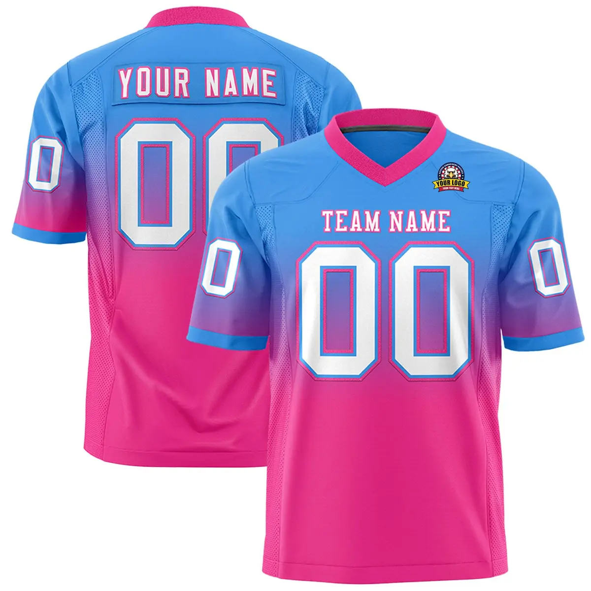 Powder Blue Pink Gradient Fashion Authentic Football Jersey