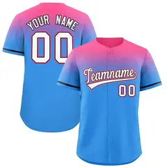 Powder Blue Pink Gradient Fashion Baseball Jersey 1