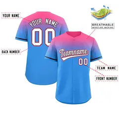 Powder Blue Pink Gradient Fashion Baseball Jersey 2