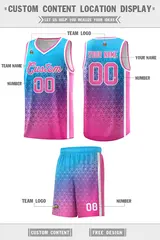 Powder Blue Pink Gradient Irregular Shapes Basketball Jersey 2