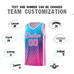 Powder Blue Pink Gradient Irregular Shapes Basketball Jersey 3