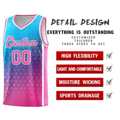 Powder Blue Pink Gradient Irregular Shapes Basketball Jersey 4