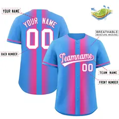 Powder Blue Pink Gradient Lapel Fashion Baseball Jersey 2