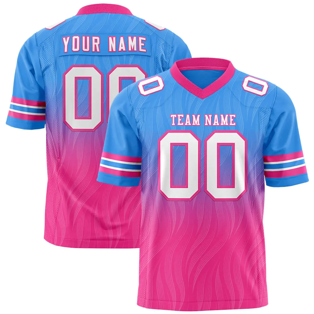 Powder Blue Pink Gradient Outdoor Flag Football Jersey