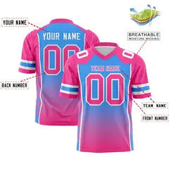 Powder Blue Pink Gradient Side Pattern Football Jersey 2