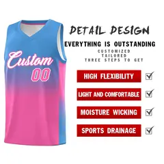 Powder Blue Pink Gradient Sports Uniform Basketball Jersey 2