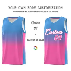 Powder Blue Pink Gradient Sports Uniform Basketball Jersey 3